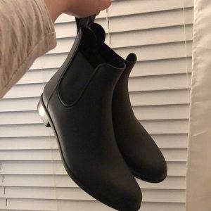 black rubber ankle boots